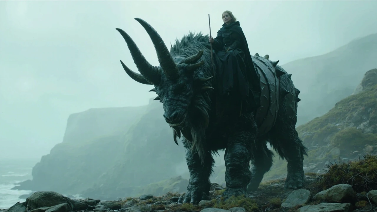 Graphorn mount in a rocky Hogwarts Valley landscape from Hogwarts Legacy